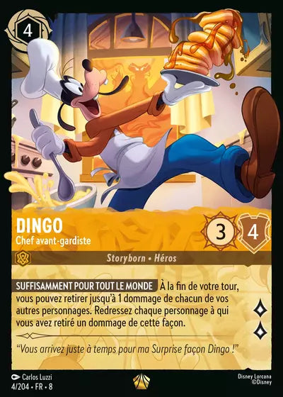 Carte Lorcana - Disney Dingo, Chef avant-gardiste 004/204 Légendaire Carlos Luzzi Chapitre 08 Le Règne de Jafar ROJ Neuf FR LorenZone