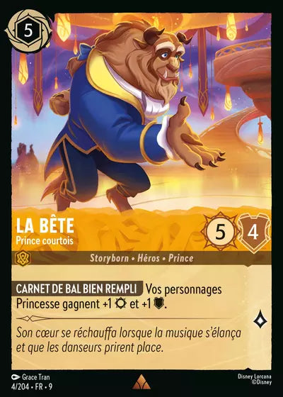Carte Lorcana - Disney La Bête, Prince courtois 004/204 Chapitre 09 Fabuleux FAB Neuf FR LorenZone