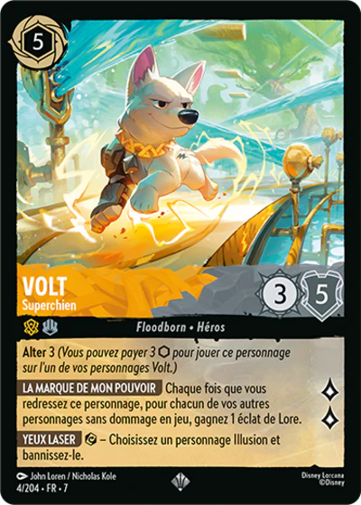 Carte Lorcana - Disney Volt, Superchien 004/204 Super Rare John Loren Nicholas Kole Chapitre 07 L'Île d'Archazia ARI Neuf FR LorenZone