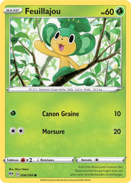 Carte Pokémon Feuillajou 006/189 SWSH3 Ténèbres Embrasées EB03 Neuf FR LorenZone