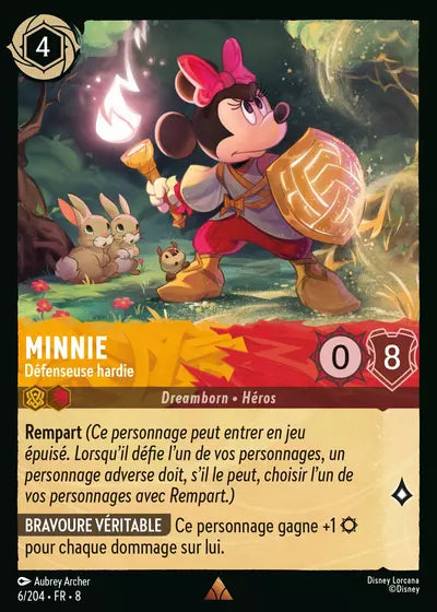 Carte Lorcana - Disney Minnie, défenseuse hardie 006/204 Rare Aubrey Archer Chapitre 08 Le Règne de Jafar ROJ Neuf FR LorenZone