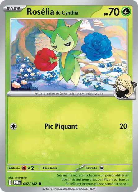 Carte Pokémon Rosélia de Cynthia 007/182 DRI Rivalités Destinées EV10 Neuf FR LorenZone