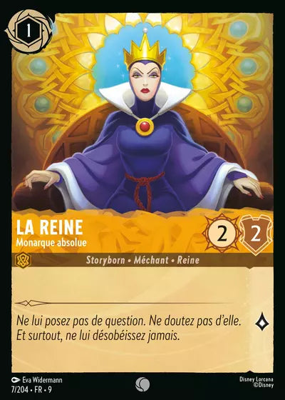 Carte Lorcana - Disney La Reine, Monarque absolue 007/204 Chapitre 09 Fabuleux FAB Neuf FR LorenZone