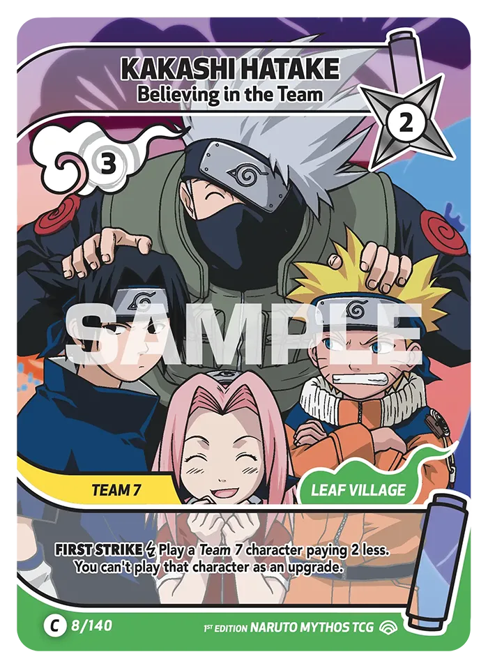Carte Naruto Mythos Kakashi Hatake Believing in the Team 008/140 Common Full Art Shinobi Shiren 2ème Chapitre Neuf EN LorenZone
