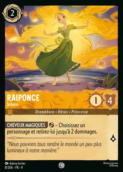 Carte Lorcana - Disney Raiponce, Solaire 008/204 Chapitre 09 Fabuleux FAB Neuf FR LorenZone