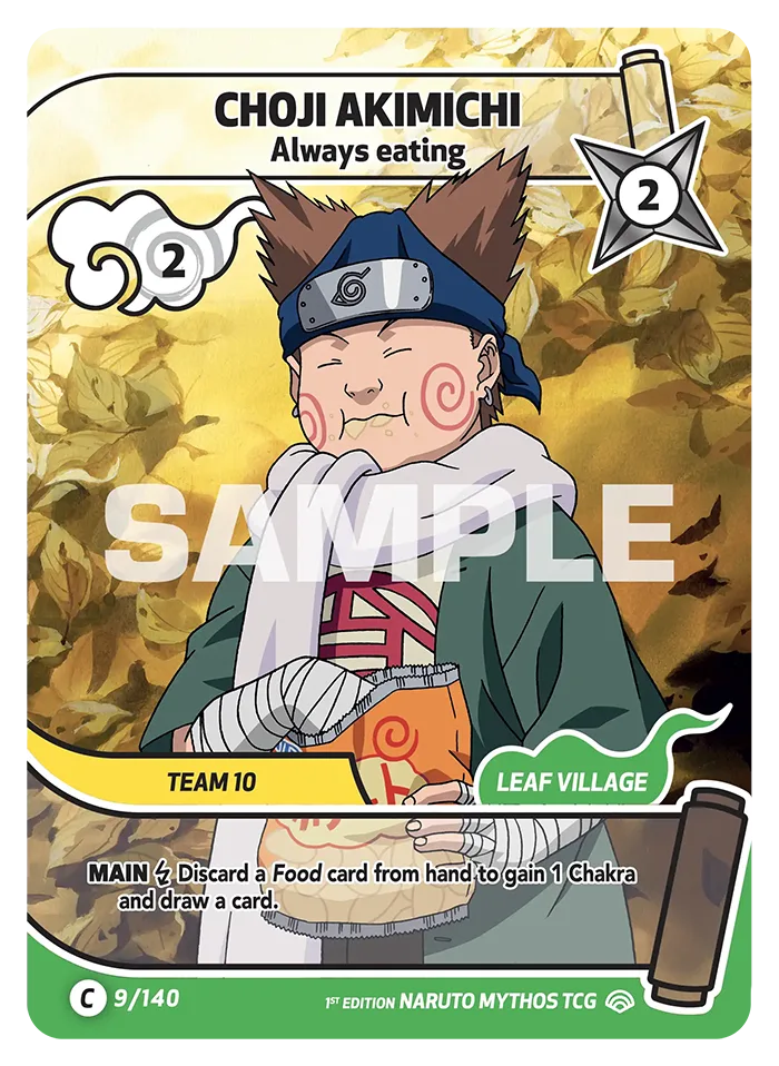 Carte Naruto Mythos Choji Akimichi Always eating 009/140 Common Full Art Shinobi Shiren 2ème Chapitre Neuf EN LorenZone