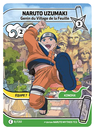 Carte Naruto Mythos NARUTO UZUMAKI – Genin du Village de la Feuille 009/130 C 1er Chapitre Neuf FR LorenZone