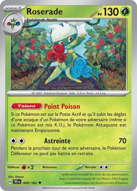 Carte Pokémon Roserade 009/162 TEF Forces Temporelles EV05 Neuf FR LorenZone