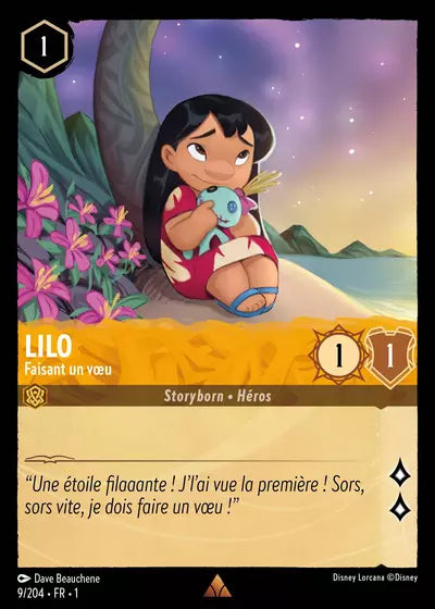 Carte Lorcana - Disney Lilo, Faisant un voeu 009/204 Chapitre 01 Premier Chapitre FC Neuf FR LorenZone