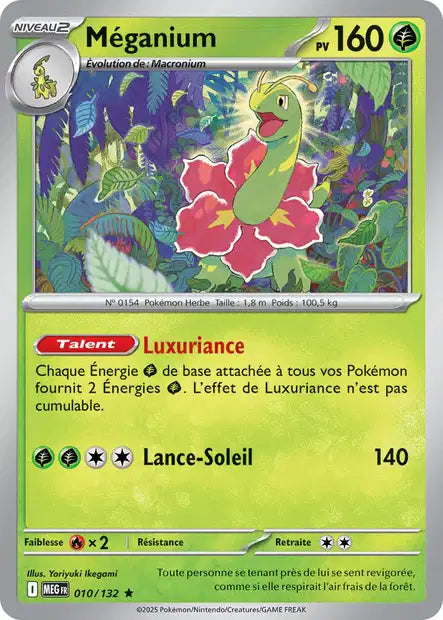 Carte Pokémon Méganium 010/132 MEG Méga-Évolution ME01 Neuf FR LorenZone