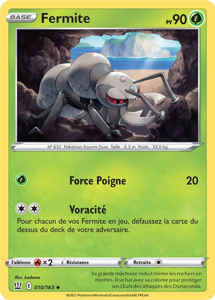 Carte Pokémon Fermite 010/163 SWSH5 Styles de Combat EB05 Neuf FR LorenZone
