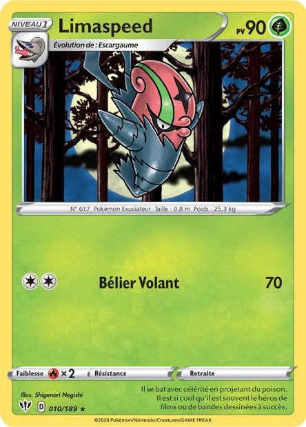 Carte Pokémon Limaspeed 010/189 SWSH3 Ténèbres Embrasées EB03 Neuf FR LorenZone