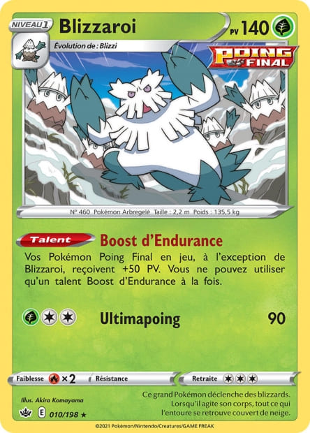 Carte Pokémon Blizzaroi 010/198 CRE Règne de Glace EB06 Neuf FR LorenZone