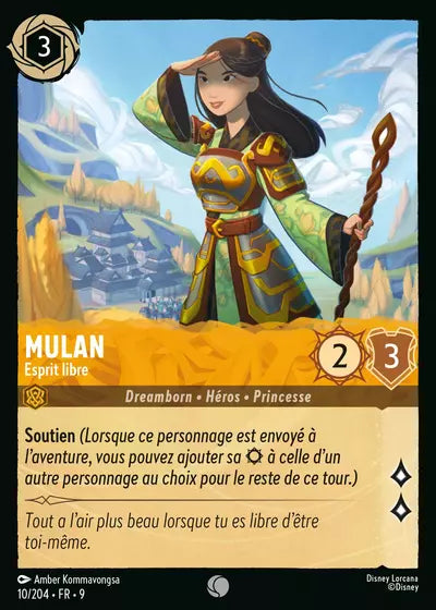 Carte Lorcana - Disney Mulan, Esprit libre 010/204 Chapitre 09 Fabuleux FAB Neuf FR LorenZone