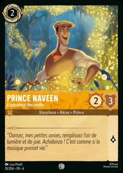 Carte Lorcana - Disney Prince Naveen, Explorateur désinvolte 010/204 Commune  Chapitre 06 La Mer Azurite AZS Neuf FR LorenZone