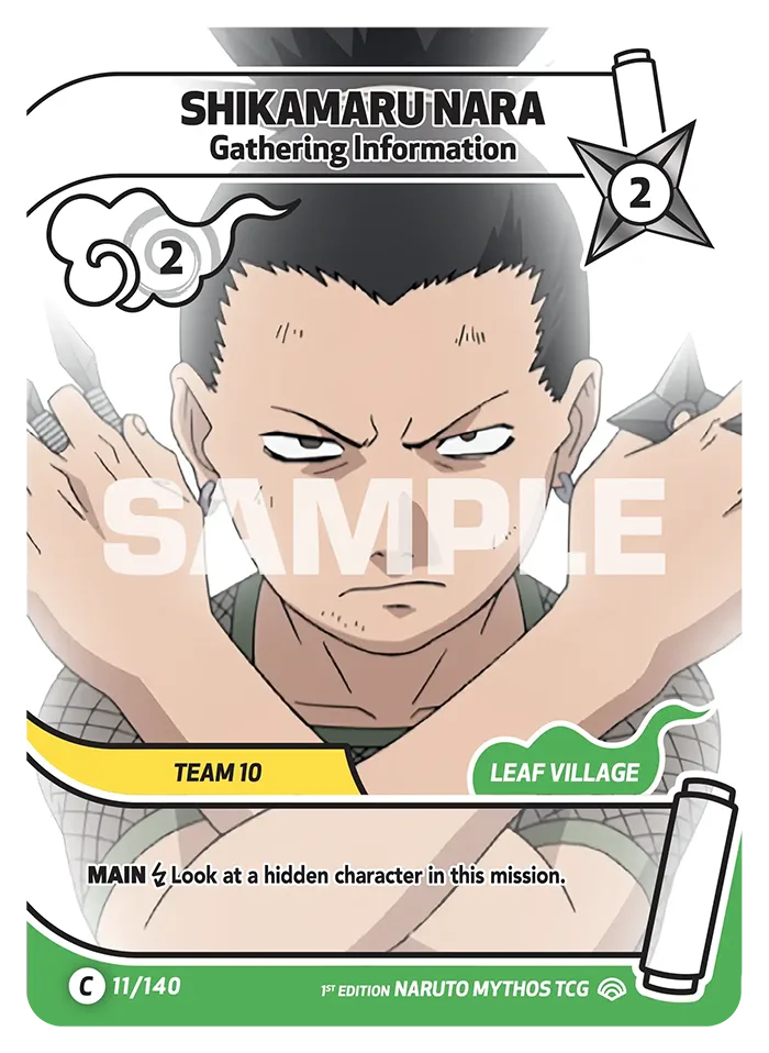 Carte Naruto Mythos Shikamaru Nara Gathering Information 011/140 Common Full Art Shinobi Shiren 2ème Chapitre Neuf EN LorenZone