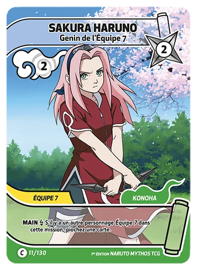 Carte Naruto Mythos SAKURA HARUNO – Genin de l’Équipe 7 011/130 C 1er Chapitre Neuf FR LorenZone