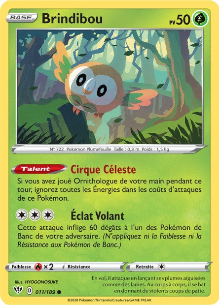 Carte Pokémon Brindibou 011/189 SWSH3 Ténèbres Embrasées EB03 Neuf FR LorenZone