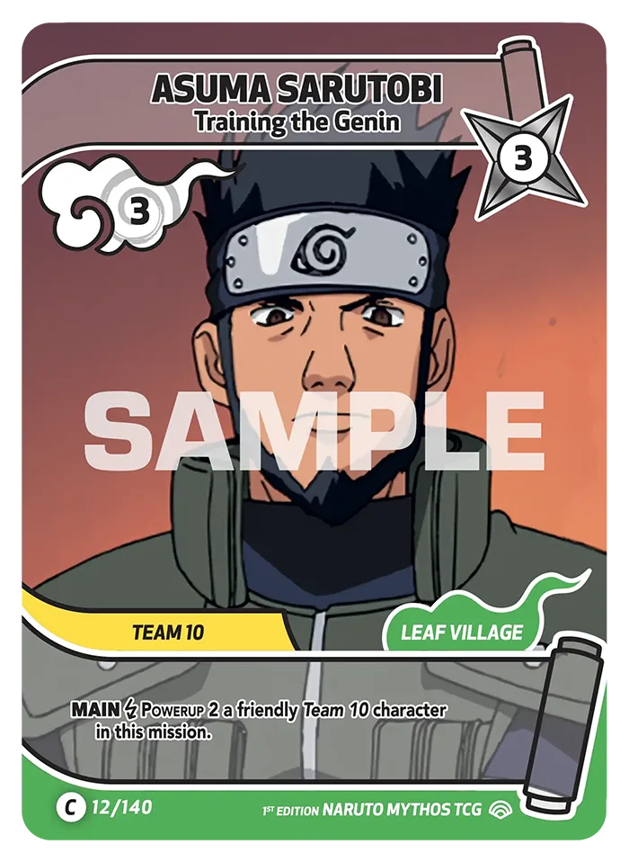 Carte Naruto Mythos Asuma Sarutobi Training the Genin 012/140 Common Full Art Shinobi Shiren 2ème Chapitre Neuf EN LorenZone