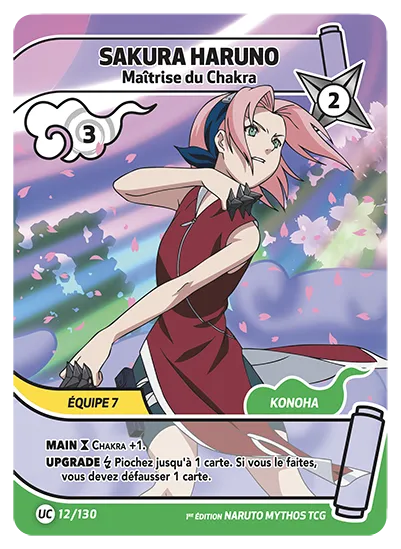 Carte Naruto Mythos SAKURA HARUNO – Maîtrise du Chakra 012/130 UC 1er Chapitre Neuf FR LorenZone