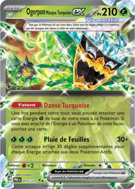 Carte Pokémon Ogerpon Masque Turquoise EX 012/131 Evolutions Prismatiques PRE EV8_5 Neuf FR LorenZone