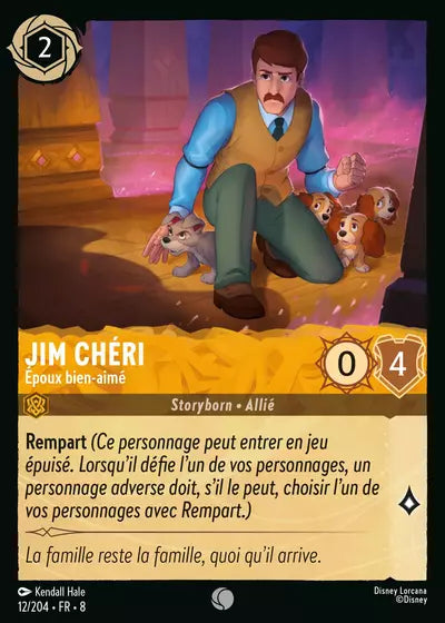 Carte Lorcana - Disney Jim Chéri, Epoux bien-aimé 012/204 Commune Kendall Hale Chapitre 08 Le Règne de Jafar ROJ Neuf FR LorenZone