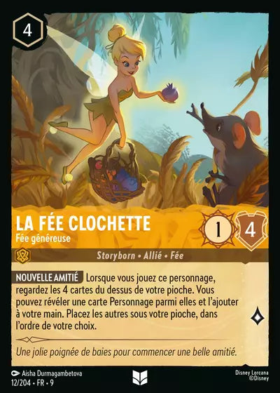Carte Lorcana - Disney La Fée Clochette, Fée généreuse 012/204 Chapitre 09 Fabuleux FAB Neuf FR LorenZone