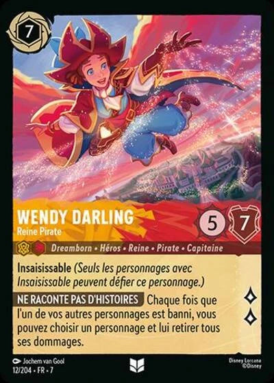 Carte Lorcana - Disney Wendy Darling, Reine Pirate 012/204 Peu Commune Jochem van Gool Chapitre 07 L'Île d'Archazia ARI Neuf FR LorenZone