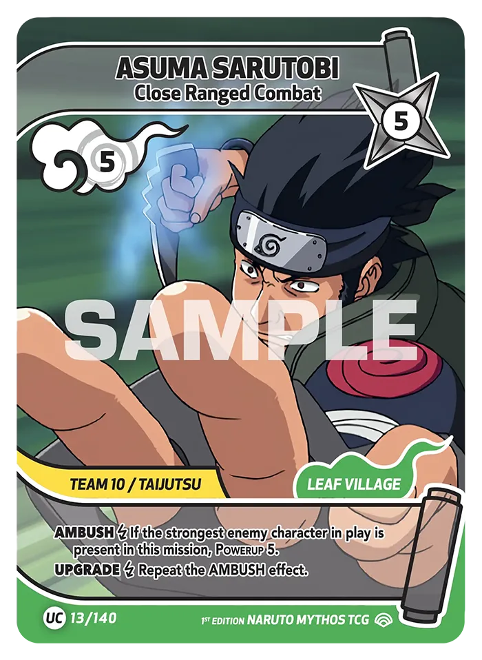 Carte Naruto Mythos Asuma Sarutobi Close Ranged Combat 013/140 Uncommon Full Art Shinobi Shiren 2ème Chapitre Neuf EN LorenZone
