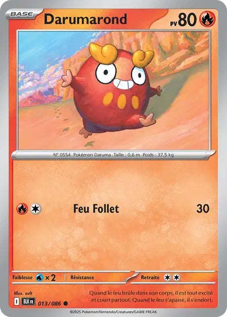 Carte Pokémon Darumarond 013/086 BLK Foudre Noire EV10_5 Neuf FR LorenZone