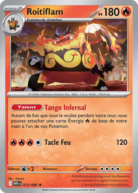 Carte Pokémon Roitiflam 013/086 WHT Flamme Blanche EV10_5 Neuf FR LorenZone