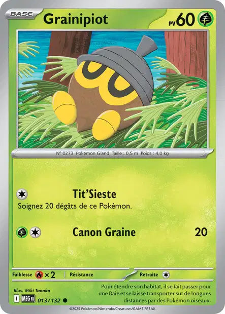 Carte Pokémon Grainipiot 013/132 MEG Méga-Évolution ME01 Neuf FR LorenZone