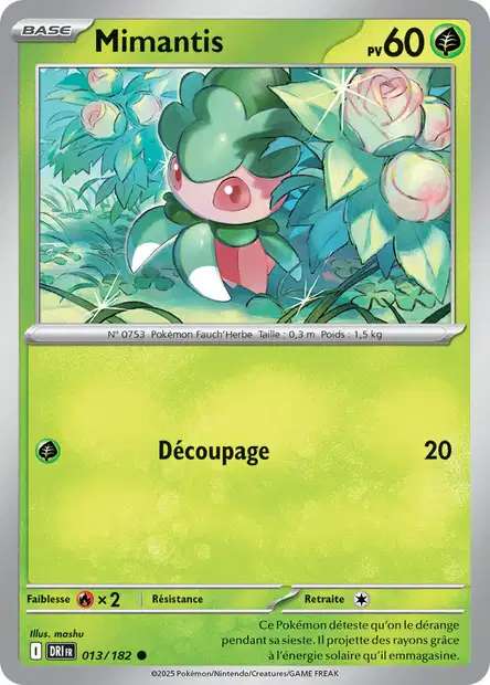 Carte Pokémon Mimantis 013/182 DRI Rivalités Destinées EV10 Neuf FR LorenZone