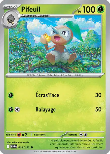 Carte Pokémon Pifeuil 014/132 MEG Méga-Évolution ME01 Neuf FR LorenZone