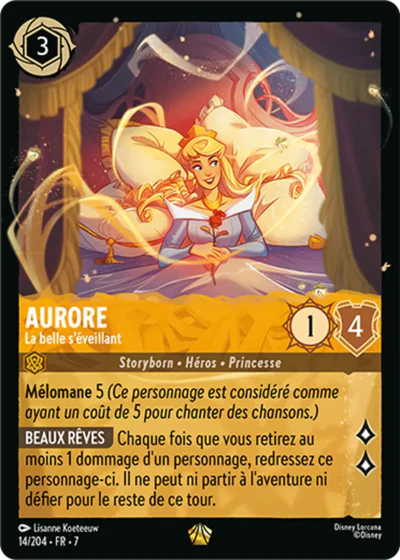 Carte Lorcana - Disney Aurore, La belle s'éveillant 014/204 Légendaire Lisanne Koeteeuw Chapitre 07 L'Île d'Archazia ARI Neuf FR LorenZone