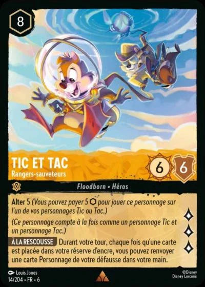 Carte Lorcana - Disney Tic et Tac, Rangers-sauveteurs 014/204 Rare  Chapitre 06 La Mer Azurite AZS Neuf FR LorenZone