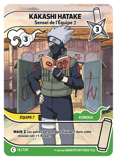 Carte Naruto Mythos KAKASHI HATAKE – Sensei de l’Équipe 7 015/130 C 1er Chapitre Neuf FR LorenZone