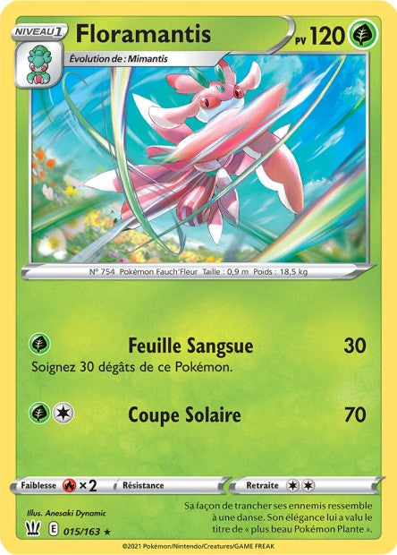 Carte Pokémon Floramantis 015/163 SWSH5 Styles de Combat EB05 Neuf FR LorenZone