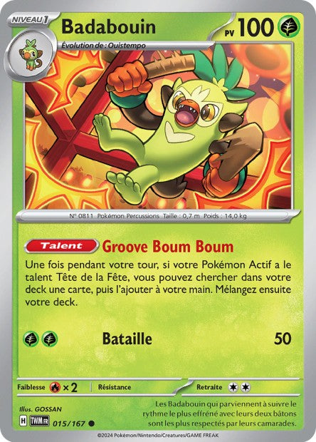 Carte Pokémon Badabouin 015/167 TWM Mascarade Crépusculaire EV06 Neuf FR LorenZone