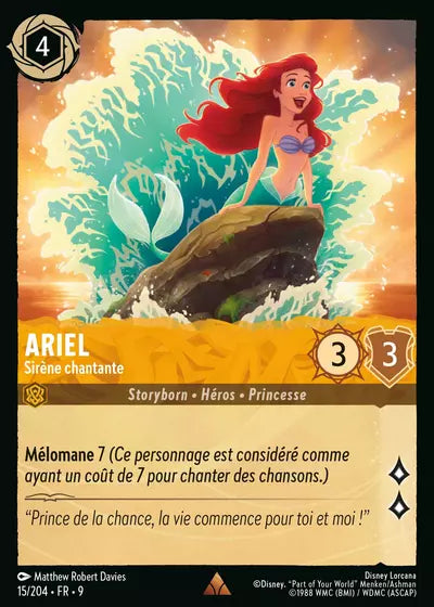 Carte Lorcana - Disney Ariel, Sirène chantante 015/204 Chapitre 09 Fabuleux FAB Neuf FR LorenZone