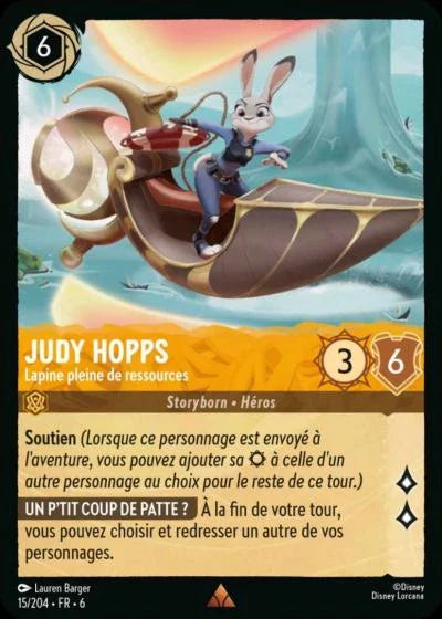 Carte Lorcana - Disney Judy Hopps, Lapine pleine de ressources 015/204 Rare  Chapitre 06 La Mer Azurite AZS Neuf FR LorenZone