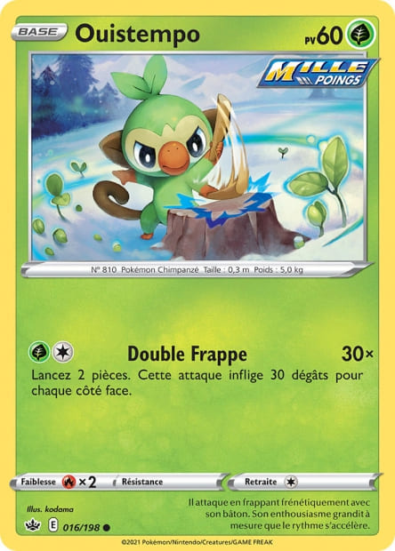 Carte Pokémon Ouistempo 016/198 CRE Règne de Glace EB06 Neuf FR LorenZone