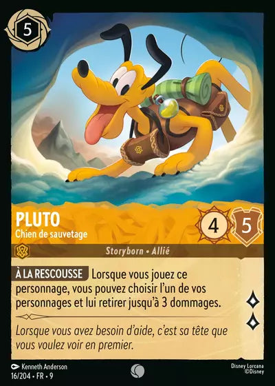Carte Lorcana - Disney Pluto, Chien de sauvetage 016/204 Chapitre 09 Fabuleux FAB Neuf FR LorenZone