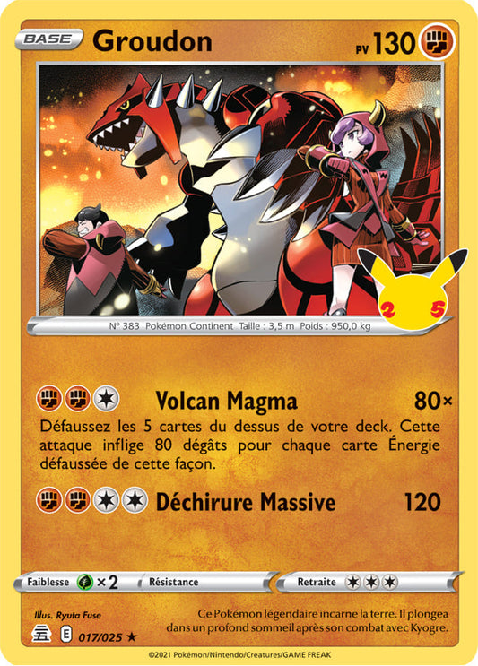 Carte Pokémon Groudon 017/025 CEL Célébrations 25 ans EB07_5 Neuf FR LorenZone