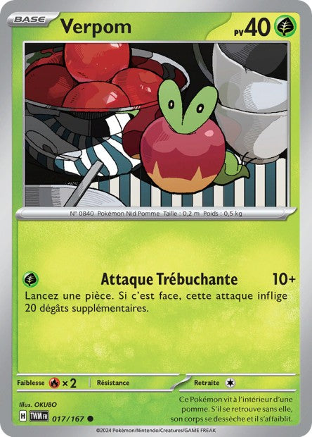 Carte Pokémon Verpom 017/167 TWM Mascarade Crépusculaire EV06 Neuf FR LorenZone