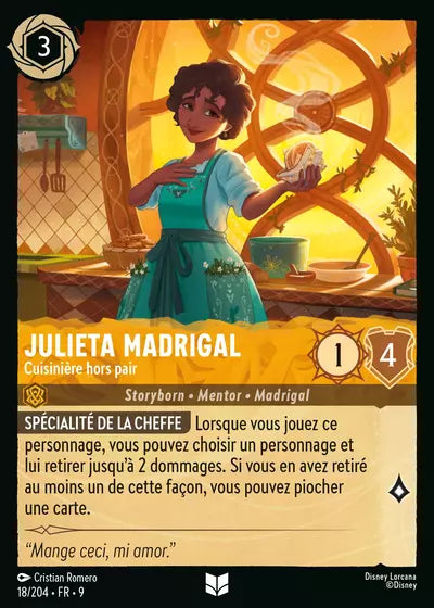 Carte Lorcana - Disney Julieta Madrigal, Cuisinière hors pair 018/204 Chapitre 09 Fabuleux FAB Neuf FR LorenZone