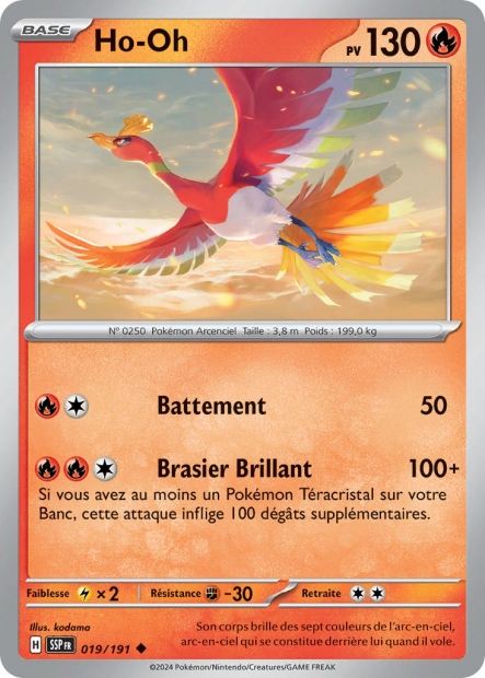 Carte Pokémon Ho-Oh 019/191 SSP Étincelles Déferlantes EV08 Neuf FR LorenZone
