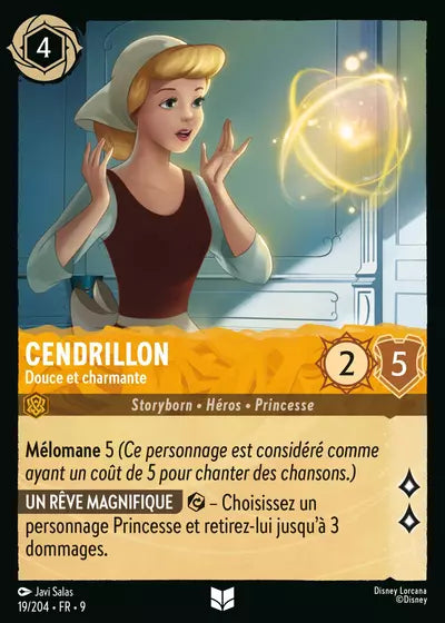 Carte Lorcana - Disney Cendrillon, Douce et charmante 019/204 Chapitre 09 Fabuleux FAB Neuf FR LorenZone