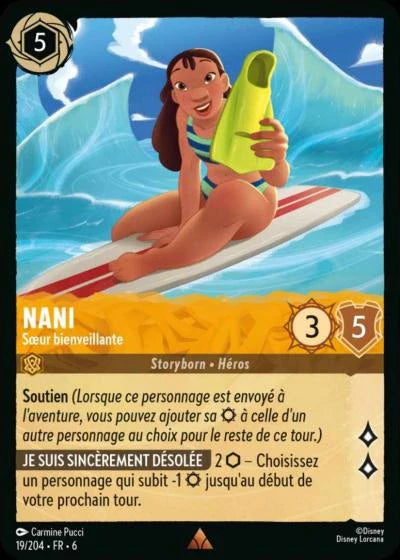 Carte Lorcana - Disney Nani, soeur bienveillante 019/204 Rare  Chapitre 06 La Mer Azurite AZS Neuf FR LorenZone