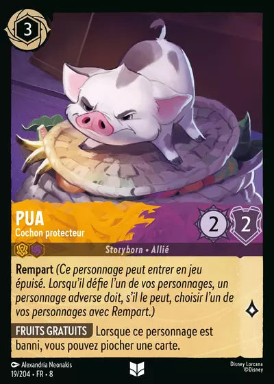 Carte Lorcana - Disney Pua, Cochon protecteur 019/204 Peu Commune Alexandria Neonakis Chapitre 08 Le Règne de Jafar ROJ Neuf FR LorenZone